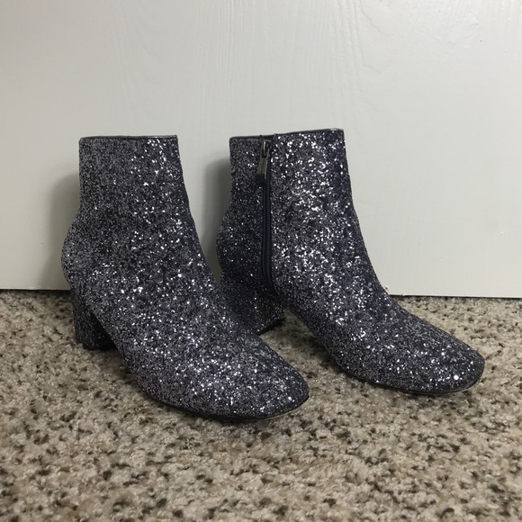 sparkly silver booties